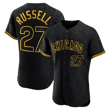 Authentic Addison Russell Men's Chicago Cubs Black Snake Skin City Jersey