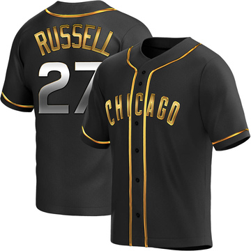 Replica Addison Russell Men's Chicago Cubs Black Golden Alternate Jersey