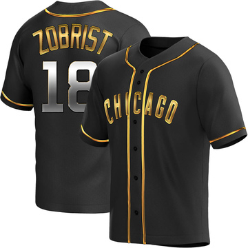 Women's Majestic Chicago Cubs #18 Ben Zobrist Authentic Gray 2017 Gold  Champion MLB Jersey