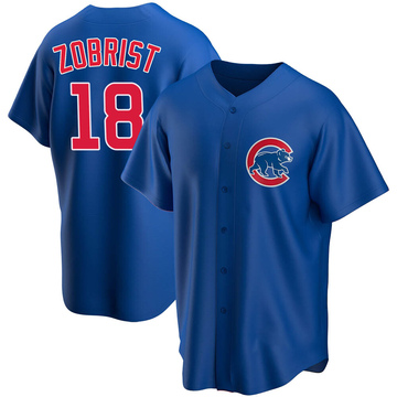 Men's Majestic Chicago Cubs #18 Ben Zobrist Authentic Blue