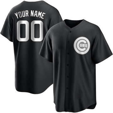 Replica Custom Men's Chicago Cubs White Black/ Jersey