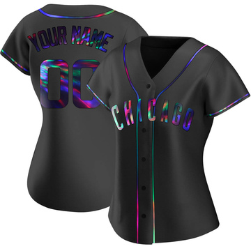 Replica Custom Women's Chicago Cubs Black Holographic Alternate Jersey