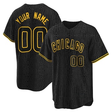 Replica Custom Youth Chicago Cubs Black Snake Skin City Jersey