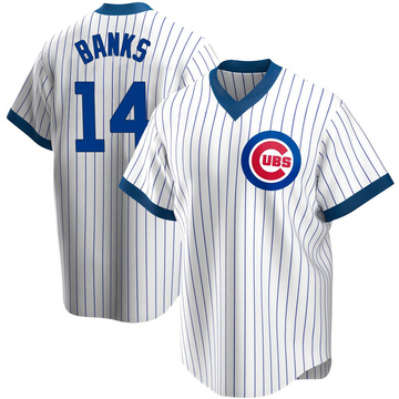 MAJESTIC Authentic 40 MEDIUM Chicago Cubs PINSTRIPE ERNIE BANKS Cool Base  Jersey