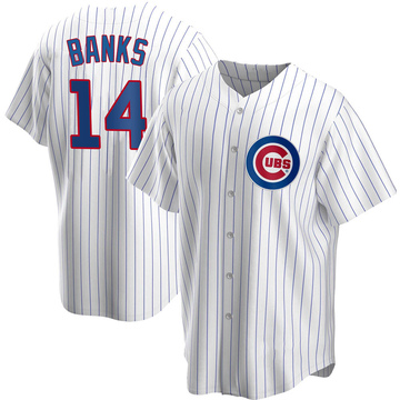 Men's Mitchell and Ness Chicago Cubs #14 Ernie Banks Replica Cream