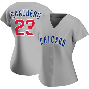 Women's Majestic Chicago Cubs #23 Ryne Sandberg Replica White/Pink Splash  Fashion MLB Jersey